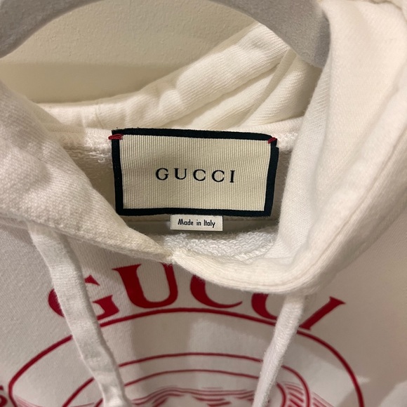 GUCCI White & Red Logo Hoodie size XS - Picture 4 of 9